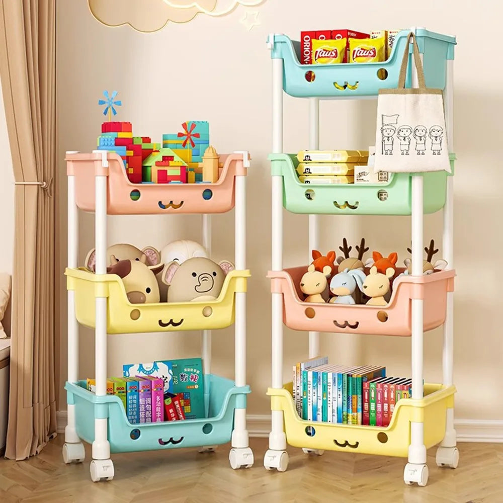 Storage Trolley Toy Rack Bookshelf Organizer Closet Snack_0